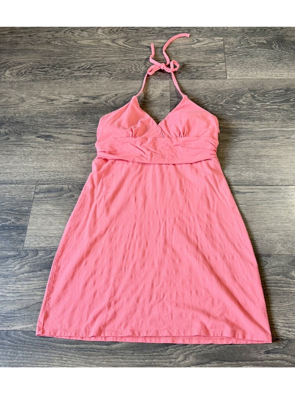 Bra Top Coral Pink Halter Sundress Swim Cover Up Beach Resort Vacation Size L